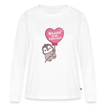 Ballon en forme de cœur de pingouin mignon, dandine sois ma Saint-Valentin - T-shirt manches longues Premium bio Femme - blanc - Devant - Julia (174cm)