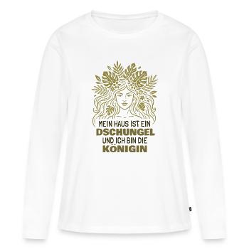Pflanzen Mama - Dschungel Königin Spruch - Frauen Premium Bio Langarmshirt - Weiß - Vorne - Julia (174cm)
