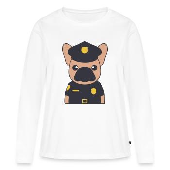 Uniforme de policier Frenchie - T-shirt manches longues Premium bio Femme - blanc - Devant - Julia (174cm)