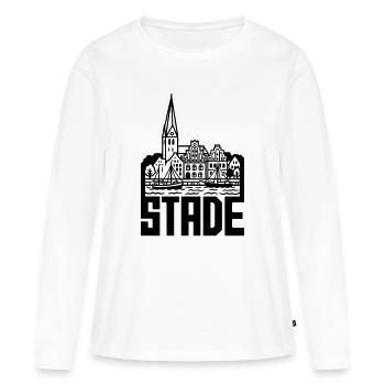 Monument Stade Silhouette - T-shirt manches longues Premium bio Femme - blanc - Devant - Julia (174cm)