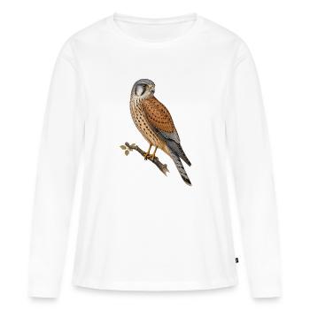 Faucon Crécerelle Vintage - T-shirt manches longues Premium bio Femme - blanc - Devant - Julia (174cm)