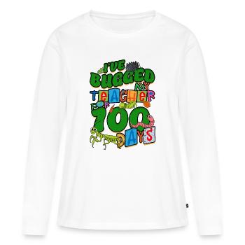 J’ai mis mon professeur sur micro depuis 100 jours - T-shirt manches longues Premium bio Femme - blanc - Devant - Julia (174cm)