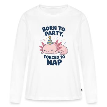 Né pour la fête, forcé de faire la sieste Axolotl - T-shirt manches longues Premium bio Femme - blanc - Devant - Julia (174cm)