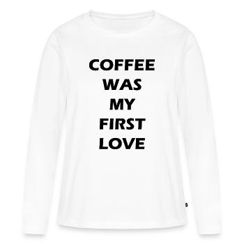 Coffee was my first love - Frauen Premium Bio Langarmshirt - Weiß - Vorne - Julia (174cm)