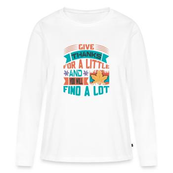 Merci pour les petites choses - beaucoup à venir - T-shirt manches longues Premium bio Femme - blanc - Devant - Julia (174cm)