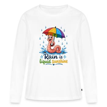 Ver de terre avec un parapluie coloré - T-shirt manches longues Premium bio Femme - blanc - Devant - Julia (174cm)