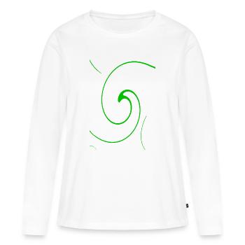 Spirale néon sur fond noir - T-shirt manches longues Premium bio Femme - blanc - Devant - Julia (174cm)