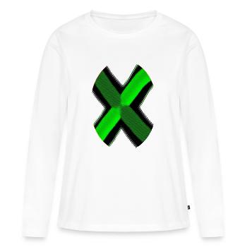 Motif néon X vert noir - T-shirt manches longues Premium bio Femme - blanc - Devant - Julia (174cm)