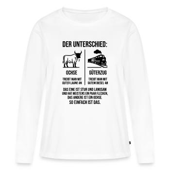 Ochse Güterzug - Frauen Premium Bio Langarmshirt - Weiß - Vorne - Julia (174cm)