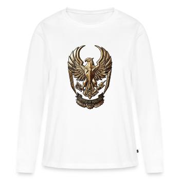 Erhabener Adler Wappen – Fortiter et Fideliter - Frauen Premium Bio Langarmshirt - Weiß - Vorne - Julia (174cm)