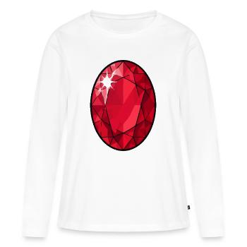 Motif de pierres rubis - T-shirt manches longues Premium bio Femme - blanc - Devant - Julia (174cm)