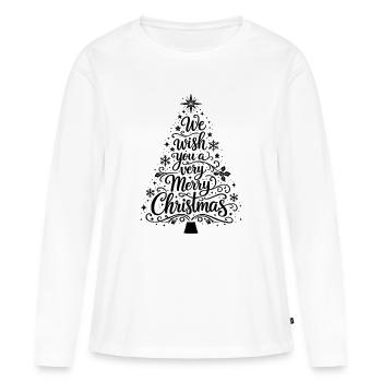 Joyeux Noël - T-shirt manches longues Premium bio Femme - blanc - Devant - Julia (174cm)