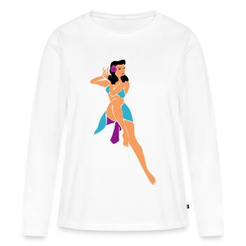Pin up beach girl 1950's - T-shirt manches longues Premium bio Femme - blanc - Devant - Julia (174cm)