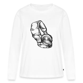 Kopfhoerer - Frauen Premium Bio Langarmshirt - Weiß - Vorne - Julia (174cm)