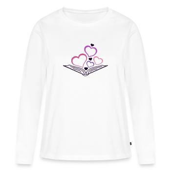 Book with Hearts Filigree - Women's Premium Organic Long Sleeve Shirt - white - Front - Julia (174cm)