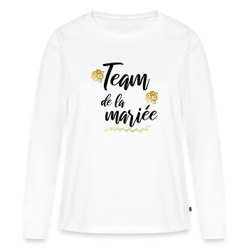 Team de la mariée evjf - T-shirt manches longues Premium bio Femme - blanc - Devant - Julia (174cm)