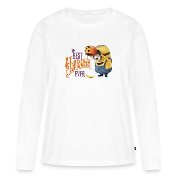 Les Minions Dave Meilleur Halloween - T-shirt manches longues Premium bio Femme - blanc - Devant - Julia (174cm)