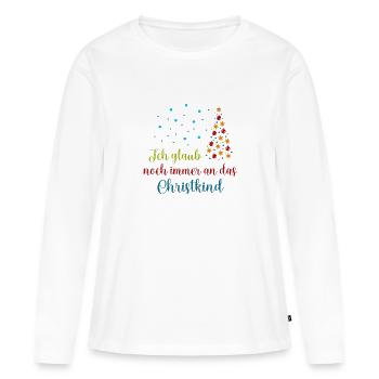 Ich glaub noch immer an das Christkind wV - Frauen Premium Bio Langarmshirt - Weiß - Vorne - Julia (174cm)