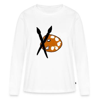 Artistes - peintres - Brosses - T-shirt manches longues Premium bio Femme - blanc - Devant - Julia (174cm)