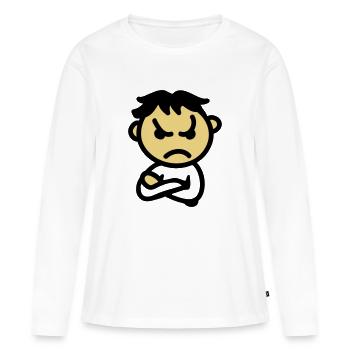 mauvaise humeur - T-shirt manches longues Premium bio Femme - blanc - Devant - Julia (174cm)