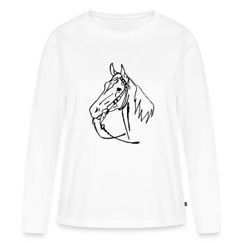 cheval western - T-shirt manches longues Premium bio Femme - blanc - Devant - Julia (174cm)