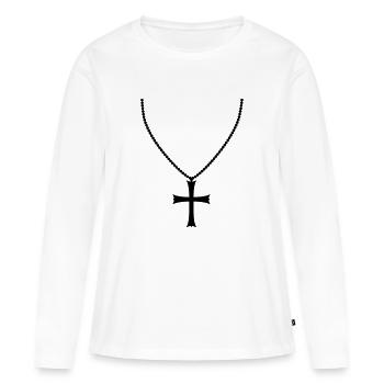 bijoux collier église symbole croix jésus christ - T-shirt manches longues Premium bio Femme - blanc - Devant - Julia (174cm)