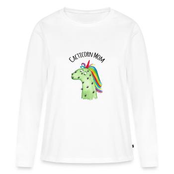 Cacticorn Mom - T-shirt manches longues Premium bio Femme - blanc - Devant - Julia (174cm)