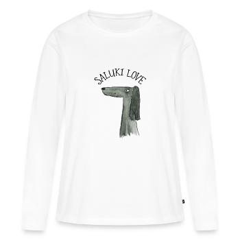 Saluki Love - Frauen Premium Bio Langarmshirt - Weiß - Vorne - Julia (174cm)