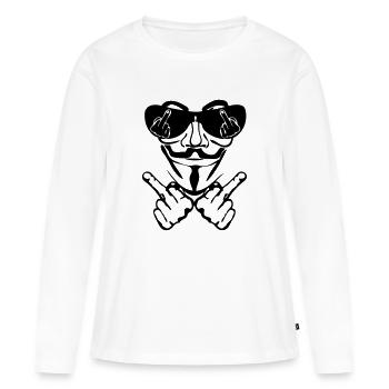 anonymous masque lunette fuck - T-shirt manches longues Premium bio Femme - blanc - Devant - Julia (174cm)