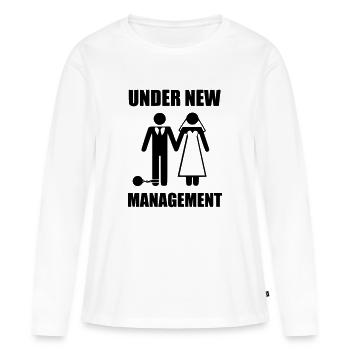 under new - Frauen Premium Bio Langarmshirt - Weiß - Vorne - Julia (174cm)