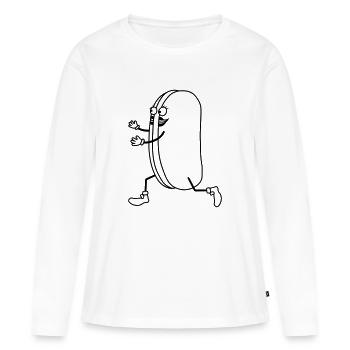 grillwurst broetchen brot frau wuerstchen rennen g - Frauen Premium Bio Langarmshirt - Weiß - Vorne - Julia (174cm)