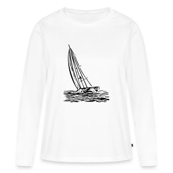 Voilier au vent - T-shirt manches longues Premium bio Femme - blanc - Devant - Julia (174cm)