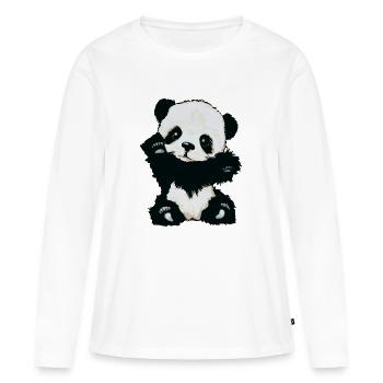 Bébé panda - T-shirt manches longues Premium bio Femme - blanc - Devant - Julia (174cm)