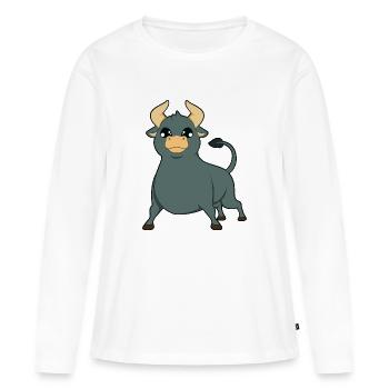 Taureau taureau - T-shirt manches longues Premium bio Femme - blanc - Devant - Julia (174cm)