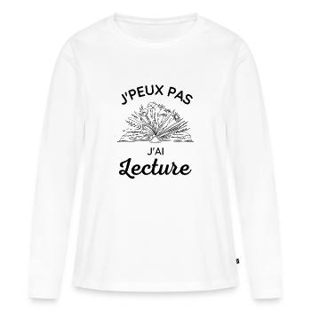 Lecture - T-shirt manches longues Premium bio Femme - blanc - Devant - Julia (174cm)