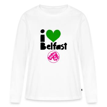 Belfast Irlande du Nord - T-shirt manches longues Premium bio Femme - blanc - Devant - Julia (174cm)