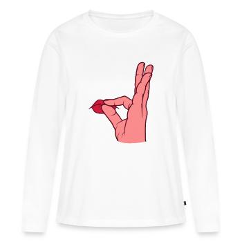 Louange Bouche Baiser Geste de la Main - T-shirt manches longues Premium bio Femme - blanc - Devant - Julia (174cm)
