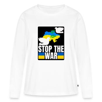 Ukraine - T-shirt manches longues Premium bio Femme - blanc - Devant - Julia (174cm)
