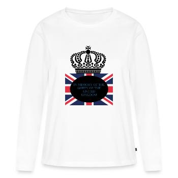 En mémoire de la reine du Royaume-Uni. - T-shirt manches longues Premium bio Femme - blanc - Devant - Julia (174cm)
