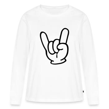 Jupe Main - T-shirt manches longues Premium bio Femme - blanc - Devant - Julia (174cm)