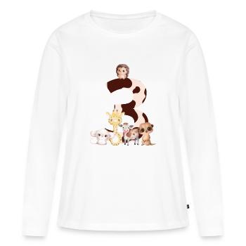 3. Jahrestag - Tiere zum dritten Jahrestag - Frauen Premium Bio Langarmshirt - Weiß - Vorne - Julia (174cm)
