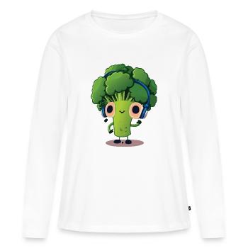 Bubatz - DJ - Musik - Legalize it - Brokkoli - Frauen Premium Bio Langarmshirt - Weiß - Vorne - Julia (174cm)