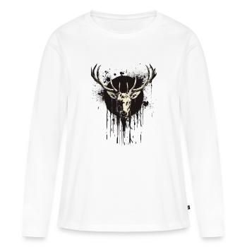 Cerf avec bêche noire - T-shirt manches longues Premium bio Femme - blanc - Devant - Julia (174cm)