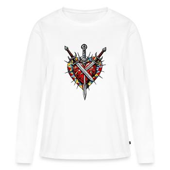 Cœur courageux - T-shirt manches longues Premium bio Femme - blanc - Devant - Julia (174cm)