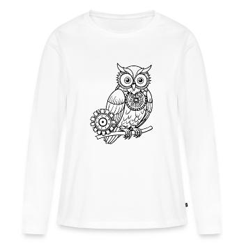 Hibou mécanique - T-shirt manches longues Premium bio Femme - blanc - Devant - Julia (174cm)