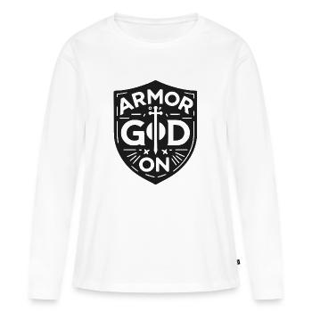 L’armure de Dieu sur - T-shirt manches longues Premium bio Femme - blanc - Devant - Julia (174cm)