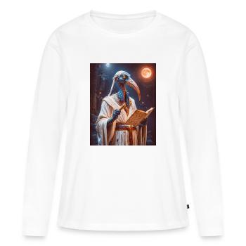 Thoth, ibis-headed god, holding a scroll - Women's Premium Organic Long Sleeve Shirt - white - Front - Julia (174cm)