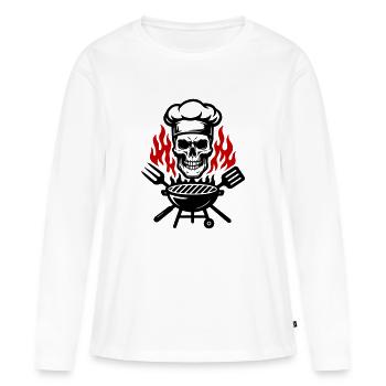 Grill Skull Chefkoch Grillen - Frauen Premium Bio Langarmshirt - Weiß - Vorne - Julia (174cm)