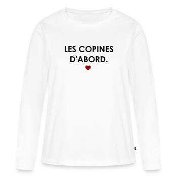 Les copines d'abord - Cœur - T-shirt manches longues Premium bio Femme - blanc - Devant - Julia (174cm)