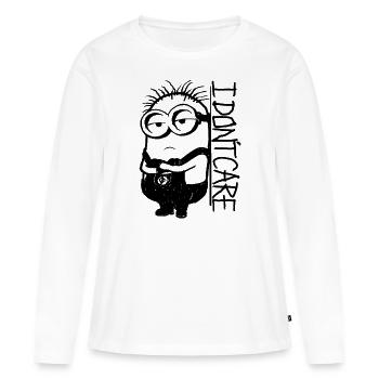 Les Minions Phil Je M’en Fiche - T-shirt manches longues Premium bio Femme - blanc - Devant - Julia (174cm)